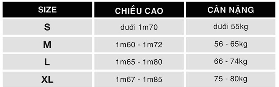 ao-giu-nhiet-z-up-bang-size Bảng size áo giữ nhiệt Z Up